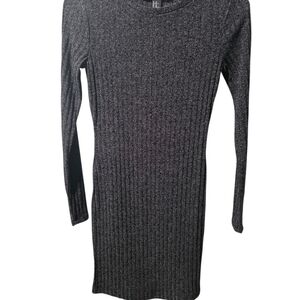 Forever 21 Ribbed Long Sleeve Dress in Charcoal